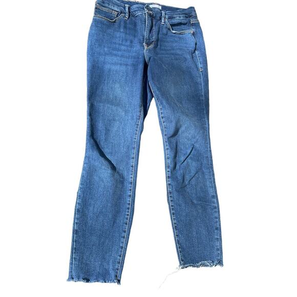 Good American Ankle Crop Raw- Hem Good Legs Jeans GLCRH873T BLUE Size 8/29 - Picture 9 of 16